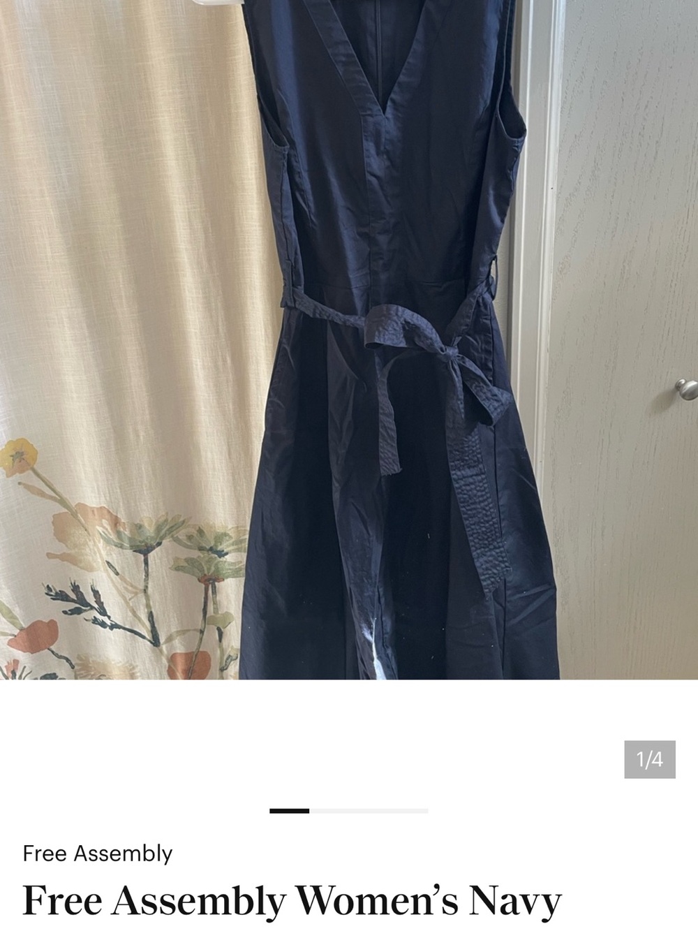 Free Assembly Women's Navy Midi Sleeveless Wrap Dress
